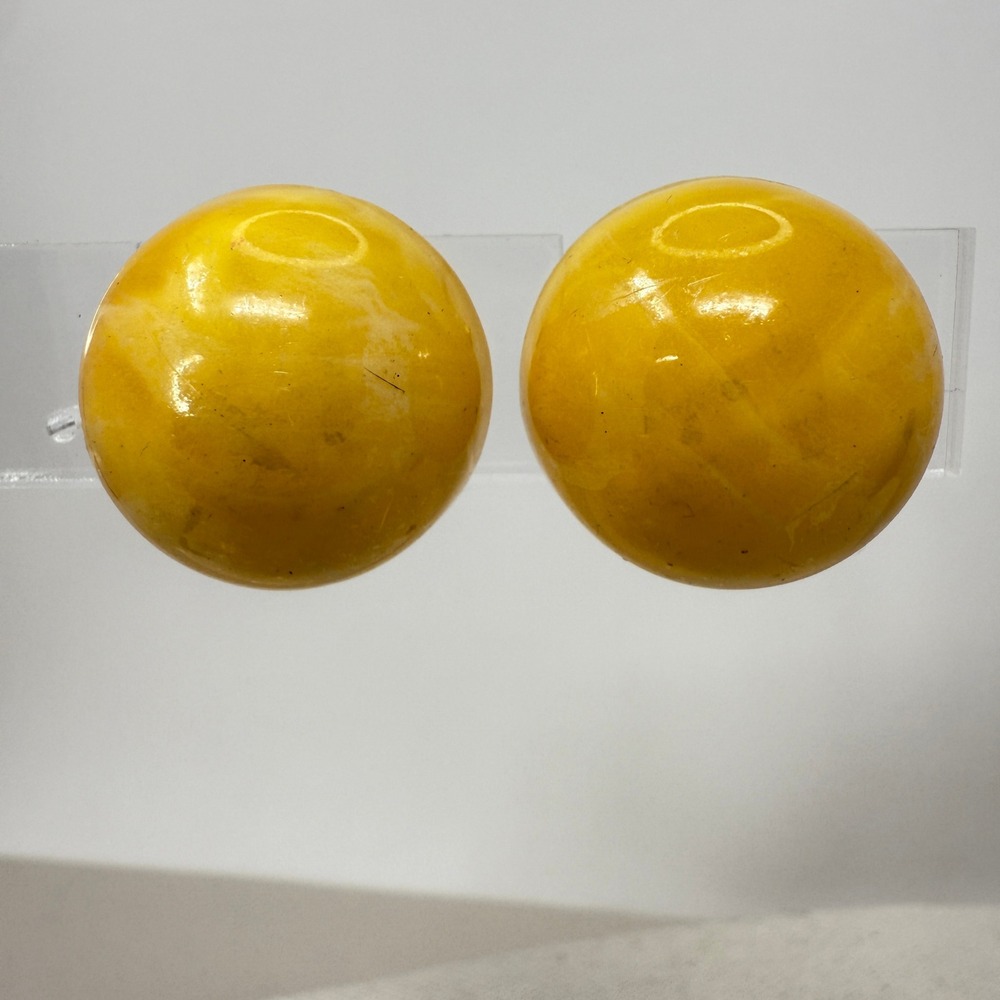 Miriam Haskell Swirl Dome Earrings Signed Screw Back Yellow Gold Tone Spring